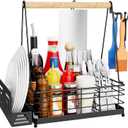 Grill Caddy, BBQ Caddy for Outdoor Grill with Paper Towel Holder, Picnic Condiment Utensil Caddyfor Outdoor Camping Essentials, Barbecue, RV Patio, Tailgate, Grilling Gifts for Men, Dad