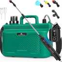 2 Gallon Electric Sprayer, Battery Powered Garden Sprayer with 3 Adjustable Speed, Automatic Water Pump Weed Yard Lawn Sprayer with 4 Mist Nozzles, USB Rechargeable Handle, Retractable Wand for Plants