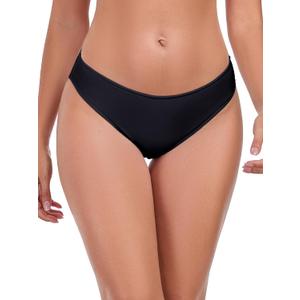 RELLECIGA Womens Low Rise Bikini Bottom Cheeky Swimsuit Bottom (Large, Black)