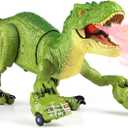 Sunrad Remote Control Dinosaur Toys for Kids 3-5 4-7 8-12 Year Old, Electronic RC Robot Dinosaur with Spray & Light & Roar, Realistic Walking T-Rex Toys Birthday Gifts for Boys Girls(Green)