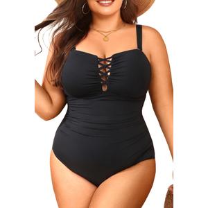 Daci Women Plus Size One Piece Swimsuit - Tummy Control Bathing Suits Ruched Lace up Swimwear Sexy Swimsuits 2025, 22 Plus