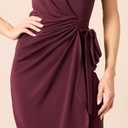 Amazon Essentials Women's Cap Sleeve Boat-Neck Faux Wrap Dress (Medium, Burgundy)