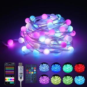 Vigdur 33FT RGB Globe String Lights, 100 Balls DIY Color Changing Fairy Lights USB Powered with Remote & APP Control, Music Sync, Christmas Twinkle Light for Bedroom Party Xmas Tree