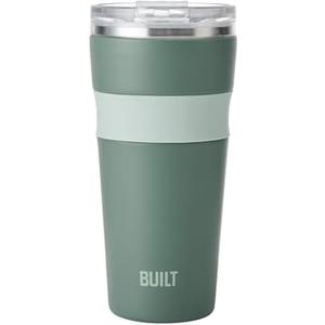 BUILT 24 oz Stainless Steel Vacuum Insulated Tumbler - Sage Green Double Wall Travel Cup, Keeps Drinks Cold 24 Hours or Hot 8 Hours, Leak Proof Lid with Flip Straw, Silicone Grip