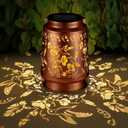 Solar Lantern Outdoor Hanging Waterproof Outside Metal Openwork Hummingbird Pattern Birthday Gifts for Women Mom Landscape Lights for Porch Garden Yard Patio Pathway Decor(Two Hummingbirds)