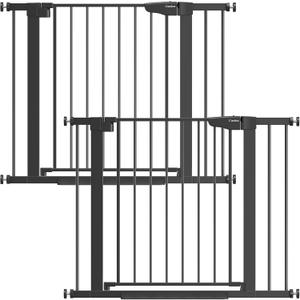 Cumbor 2 Pack 29.7-40.6" Baby Gate for Stairs, Mom's Choice Awards Winner-Auto Close Dog Gate for doorways, Pressure Mounted Pet Gates Indoor, Easy Walk Thru Wide Safety Child Gate for Dog, Black