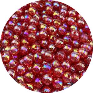 300 Pcs 10mm Acrylic Round Beads AB Colors Round Spacer Beads for Earring Bracelet Necklace Key Chains Jewelry DIY Craft Making(Red AB)