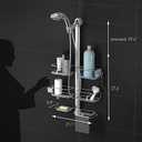 Simplehuman X-Large Adjustable Hanging Shower Caddy, Handheld Showerhead Compatible, Family-Size Bathroom Organizer with 12-Inch Extended Neck, Adjustable Shelves, Rust-Proof Stainless Steel