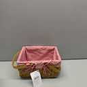 Wickerwise Small Rectangular Woodchip Picnic Baskets with Double Folding Handles, Natural Hand-Woven Basket Lined with Gingham Red and White Lining Great for Gifts
