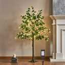 LITBLOOM Artificial Ficus Tree with Lights 4FT 140 LED Fairy Lights, Lighted Greenery Tree for Home Living Room Decoration