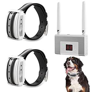 Electric Wireless Dog Fence System, Pet Containment System for 2 Dogs and Pets with Waterproof and Rechargeable Collar Receiver for 2 Dog Container Boundary System (White)