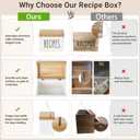 Dahey Wooden Recipe Box White Recipe Organizer with 100 Recipe Cards and 6 Dividers, Recipe Card Holder Box Set with Lid and Slots to Write in Your Own Recipes for Cooking Lover Kitchen, 6.9''x4.3''