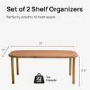 Ibyx Cabinet Organizer Set of 2 - Kitchen Pantry Organizers and Storage with Bamboo Top & Brass-Effect Metal Legs - for Kitchen Counter & Stackable Shelves for Cabinets with 22 lb Capacity - Brown