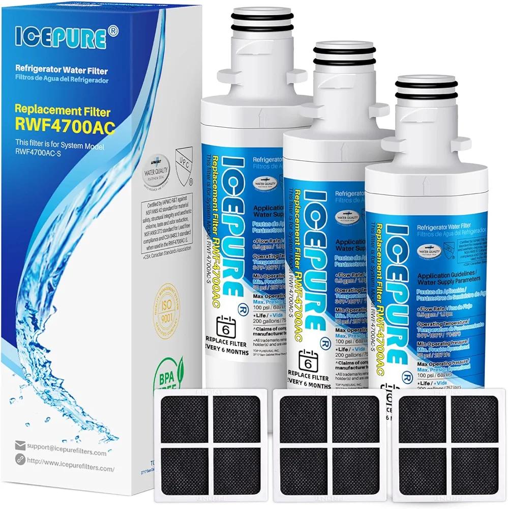 ICEPURE RWF4700AC Replacement for LG LT1000P MDJ64844601 ADQ74793501 LT1000PC, Kenmore Elite 9980 ADQ74793502 LRFXC2416S LRFVS3006S LRMDS3006S LFXS28596S Refrigerator and LT120F Air Filter 3PACK