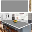 120"x24''(305cmx60cm) Extra Large Silicone Mat for Kitchen Counter, Heat Resistant Countertop Protector, Non-Slip Waterproof Kitchen Island Mat, Easy to Clean, Light Gray