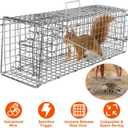 KOCASO Large Live Animal Trap Cage, Foldable Heavy Duty Humane Rat Trap for Indoor and Outdoor, Metal Mouse Trap Foxes Armadillos Cats, Rabbits, Raccoons, Skunks, Possums/Catch and Release, Sliver