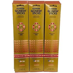Gonesh Incense Sticks Extra Rich Collection: Black Cherry 12 Pack (20 Sticks/Pack)