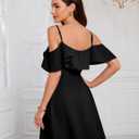 Bbonlinedress Off The Shoulder Womens Cocktail Dress, Spring Summer Formal Wedding Guest Bridal Shower Prom Teens Mini Dress (Black)