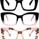 DXYXYO Oversized Square Reading Glasses for Women 2.75 Blue Light Blocking 3 Pack Stylish Retro Readers with Spring Hinge
