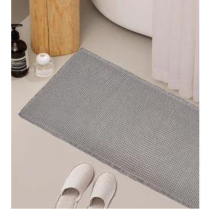 ZALL Beige Waffle Bath Mat,Super Absorbent Non Slip Bathroom Rug, Gray 24x36inch,Machine Washable Ultra Soft Floor Mats