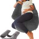 Pregnancy Pillows for Sleeping, Detachable and Adjustable with Pillow Cover, Maternity Body Pillow for Adults, Support for Back, Legs, Belly, HIPS and Pregnancy Must Haves Grey