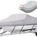 iCOVER Trailerable Boat Cover- 14'-16' Heavy Duty Waterproof Tarp Covers, Fits V-Hull, Fish&Ski, Pro-Style, Fishing, Runabout, Bass Boats, up to 14ft-16ft Long and 68" Wide