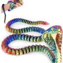 3D Printed Snake,23 Inch 3D Printed Animals,3D Printed Fidget Toys,Home Office Decor Executive Desk Crystal Cobra Toys Red Yellow Blue