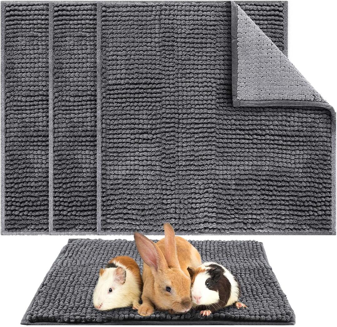 Amylove 4 Pcs Guinea Pig Cage Liner Washable Fleece Pee Pads Pet Dog Cat Bedding Training Mat for Small Animal Guinea Pig Puppy Bunny Hamster(12 x 12 Inch,Square,Dark Gray)