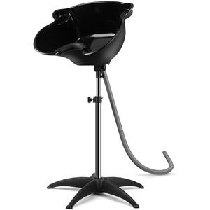 Portable Shampoo Bowl, 270 Degree Rotation of Hair Washing Basin, Height Adjustable Salon Sink with Drain Hoses for Home Salon Use