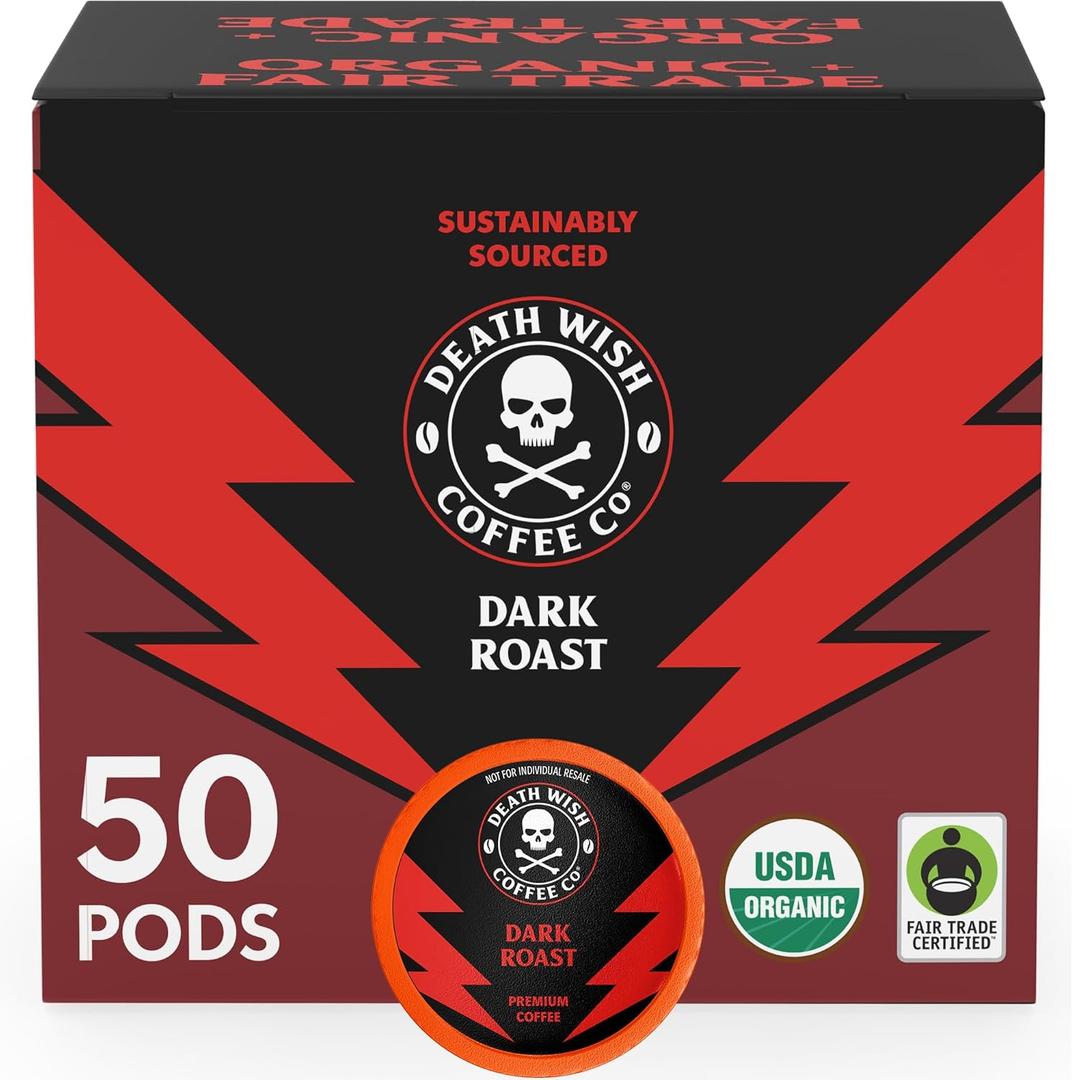 Death Wish Coffee - Dark Roast Single Serve Pods - (50 Count) BBD: 06/05/27