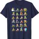 Mario Kart Character Stacks T-Shirt, 2XL, Navy Blue