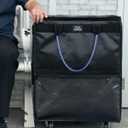 (Large, Black) Reusable Grocery Bag on Wheels, Shopping Bags with Wheels and Handle, Folding Rolling Tote, Zipper Cover, Carries Up to 76 LBS, for Laundry, Picnic