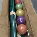 ApudArmis 35In Six Players Croquet Set with Deluxe Premiun Pine Wooden Mallets,Colored Ball,Wickets,Stakes - Lawn Backyard Game Set for Adults/Teens/Family (Large Carry Bag Including)