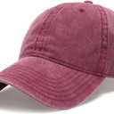 FURTALK Unisex Vintage Cotton Washed Distressed Baseball Caps Unstructured Low Profile Adjustable Dad Hat (Medium-Large, Winered)