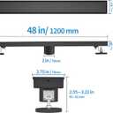 Linear Shower Drain with Tile Insert Panels 48 Inch Black 304 Stainless Steel Rectangle Shower Floor Drainwith Hair Catcher, Adjustable FeetFits Bathroom, Balcony