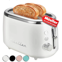 MÜELLERHOME Retro Toaster 2 Slice, 7 Browning Levels, 3 Functions (Reheat, Defrost, Cancel), Stainless Steel Features, Removable Crumb Tray, Under Base Cord Storage, White Toaster Kitchen Appliances