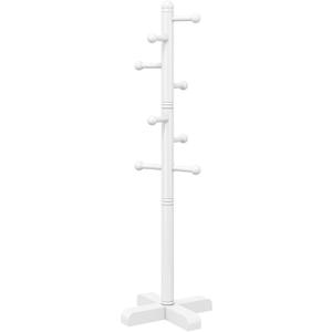 Coat Rack, Freestanding Coat Racks with 8 Hooks 2 Adjustable Height, Tree Coat Rack for Bedroom, Hallway, Entrance, Office, Hats, Handbags,Purse (White)