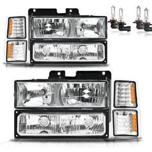 Headlights W/Bulbs for 1994-1998 Chevy C10 Pickup C/K 1500 2500 3500 Chevy Silverado Tahoe Suburban, 1992-1994 Blazer Driver & Passenger Side