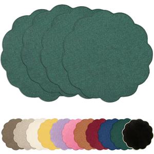 AHHFSMEI Round Faux Linen Placemats Set of 4 Heat Resistant Non-Slip Stain Proof Table Mats for Kitchen Dining Elegant Decor Place Mats (Forest Green,4)