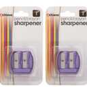 Officemate Achieva Twin Pencil and Crayon Sharpener, Box of 12, Assorted Translucent Colors (30230) 2pcs