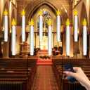 GOOTHY 10 PK Halloween Floating Candles, Hanging Floating Candles with Remote and Flickering Warm Lights, Battery Operated LED Flameless Window Candle Lights for Halloween Party Birthday Home Decor