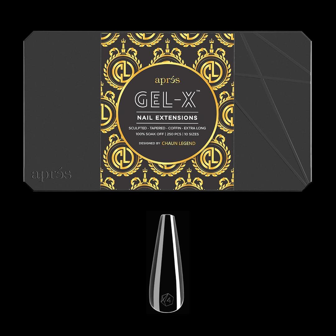 2 x Chaun Legend x Apres Nail Gel-X Sculpted Stiletto Extra Long Box of Tips | 250 Gel-X Tips | Premium Quality | 10 Sizes 0-9 | No Size 00 Included | 2022 Version