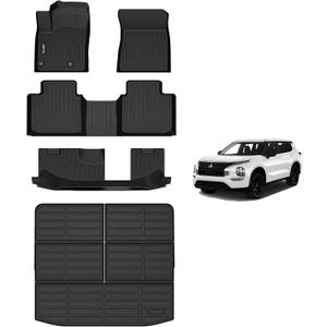 AIPOIL Floor Mats & Cargo Liner Set for Mitsubishi Outlander 2022-2025 (Not for PHEV or Sport Models) | Fits 1st & 2nd & 3rd Row | All Weather Protection Automotive, Black.