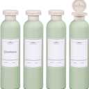 ASEVAT 8.8oz 4Pcs Green Plastic Refillable Travel Shampoo and Conditioner Bottles Plastic Refillable Travel Shampoo Bottles with Flip Cap Shampoo and Conditioner Dispenser
