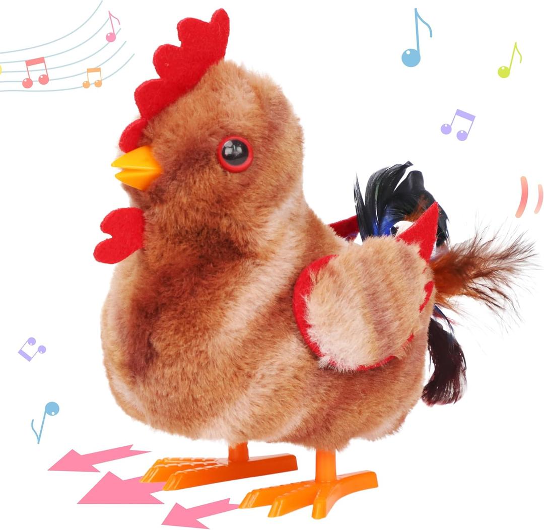Hopearl Walking Chicken Pet Crow Chick Interactive Electronic Plush Toy Farm Animals Animated Gifts for Toddlers Birthday, Brown, 8''