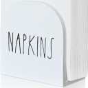 Modern Farmhouse Napkin Holder - Wooden Rustic Napkin Storage Organizer, Dispenser for Dining Table - Home, Kitchen, Outdoor (White)