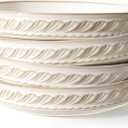 Artena Pasta Bowls, 50oz Large Salad Serving Bowls, 9.75'' Plates Bowls Set of 4, Big White Ceramic Soup Bowls for Kitchen, Embossment Shallow Dinner Bowl, Microwave Dishwasher Safe, Willow Leaf