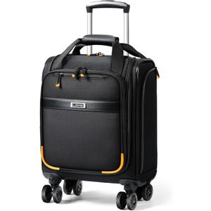 Lekebobor Underseat Carry On Luggage with Spinner Wheels,16 Inch Softside Suitcase with Detachable Wheels, Lightweight Travel Luggage Bag for Men Women, Black