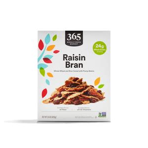 365 by Whole Foods Market, Raisin Bran Cereal, Vegan, Low-Fat, 15 Ounce (EXP 08/22/26)