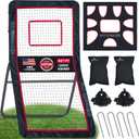 Heavy-Duty Lacrosse Rebounder for Backyard 4x7 ft Volleyball Rebounder Net Bounce Back with Adjustable Angles (Red)